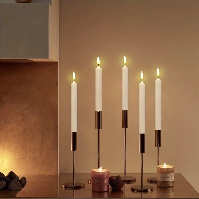 Nuevo Juego de 6 Velas Cónicas Batería Sin Llama Luminara Mecha Móvil Remota 10" Foto 2 de 4