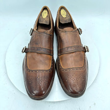 Alexander McQueen Men Size EU 42 US 9 Brown Leather Brogue Double Monk Shoes