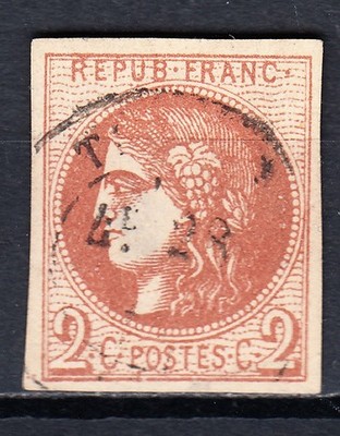 FRANCIA 1870.  YV. 40B. CERES. 2 C.  MARRON-ROJO.  US.