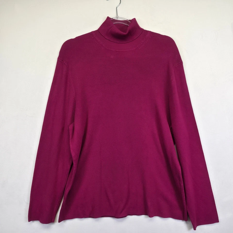 Suéter Borgoña Cuello Alto Para Mujer 2X Tejido Acogedor Minimalista Costero Capas Y2K Foto 3 de 4