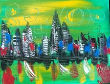 CITYSCAPE  Modern Abstract   Original Oil Painting  IMPRESSIONIST dwqd