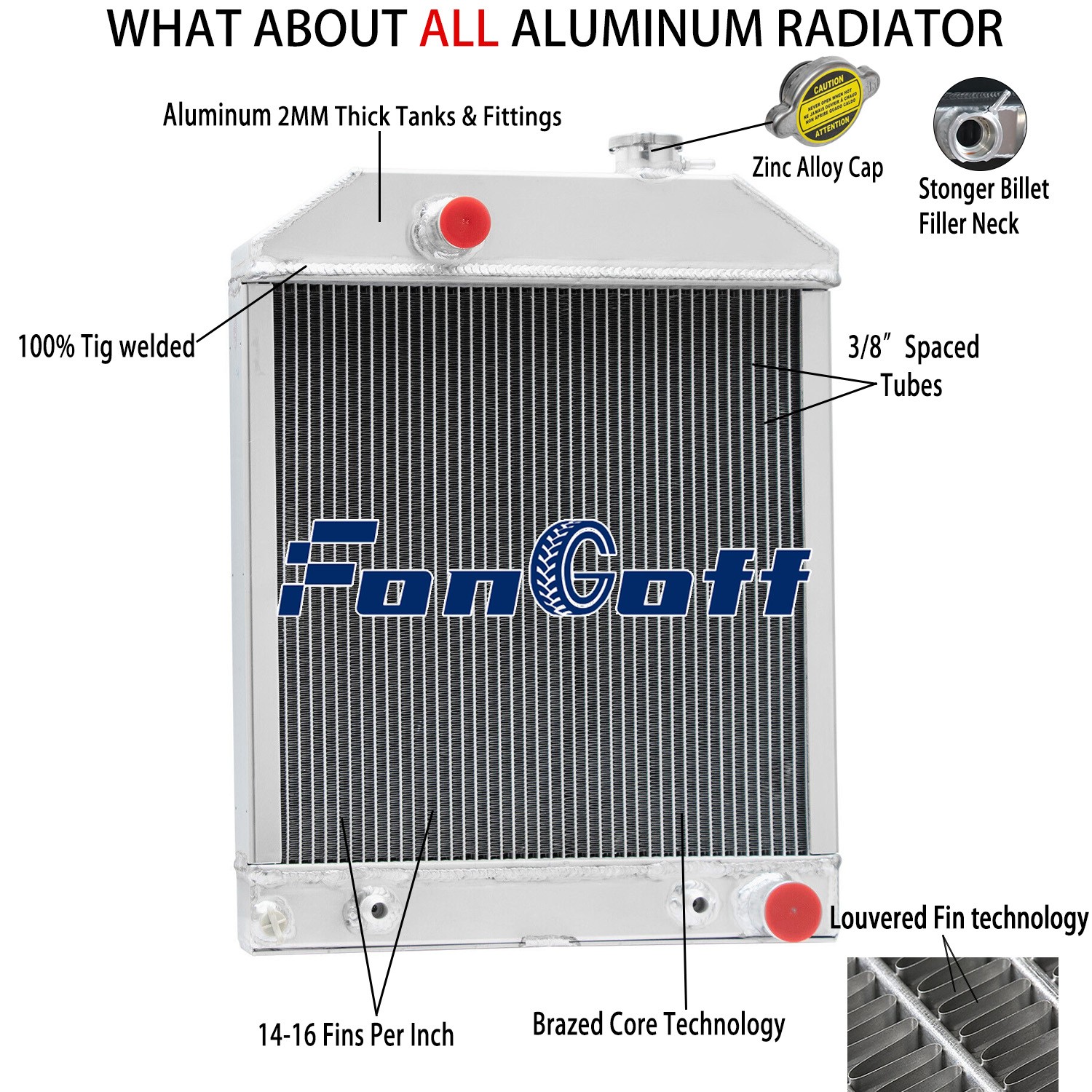 3Rows Radiator For  Ford 345C 445C 535 545 4500 5100 5200 5600 6600C #D3NN8005SB