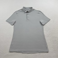 Lululemon Evolution Polo Shirt Men  s Size Small Gray Striped Stretch Athletic