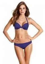 Triumph Body Make-Up Aqua Bügel Gepolstert Push-Up Neckholder Bikini Oberteil Schwarz 38B