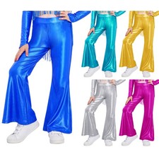 Kids Girls Trousers Tassels Flared Pants Yoga Dancewear Sparkling Performance