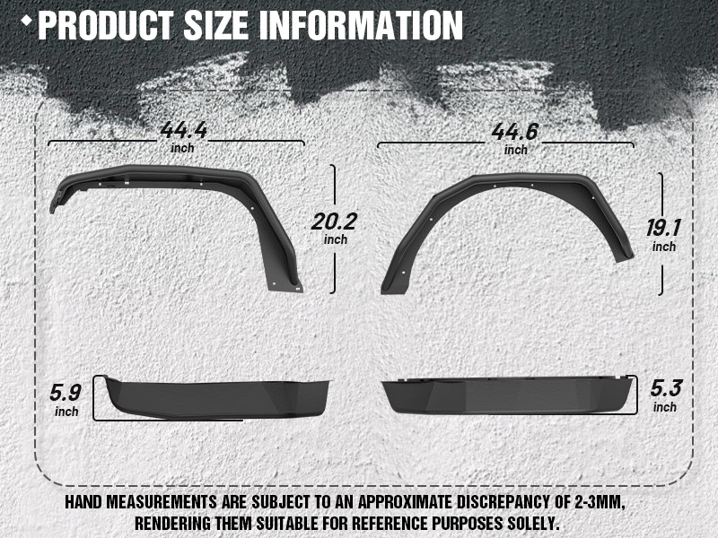 Front & Rear Tubular Fender Flares Tube Mud Guard For 2018-2025 Jeep Wrangler JL