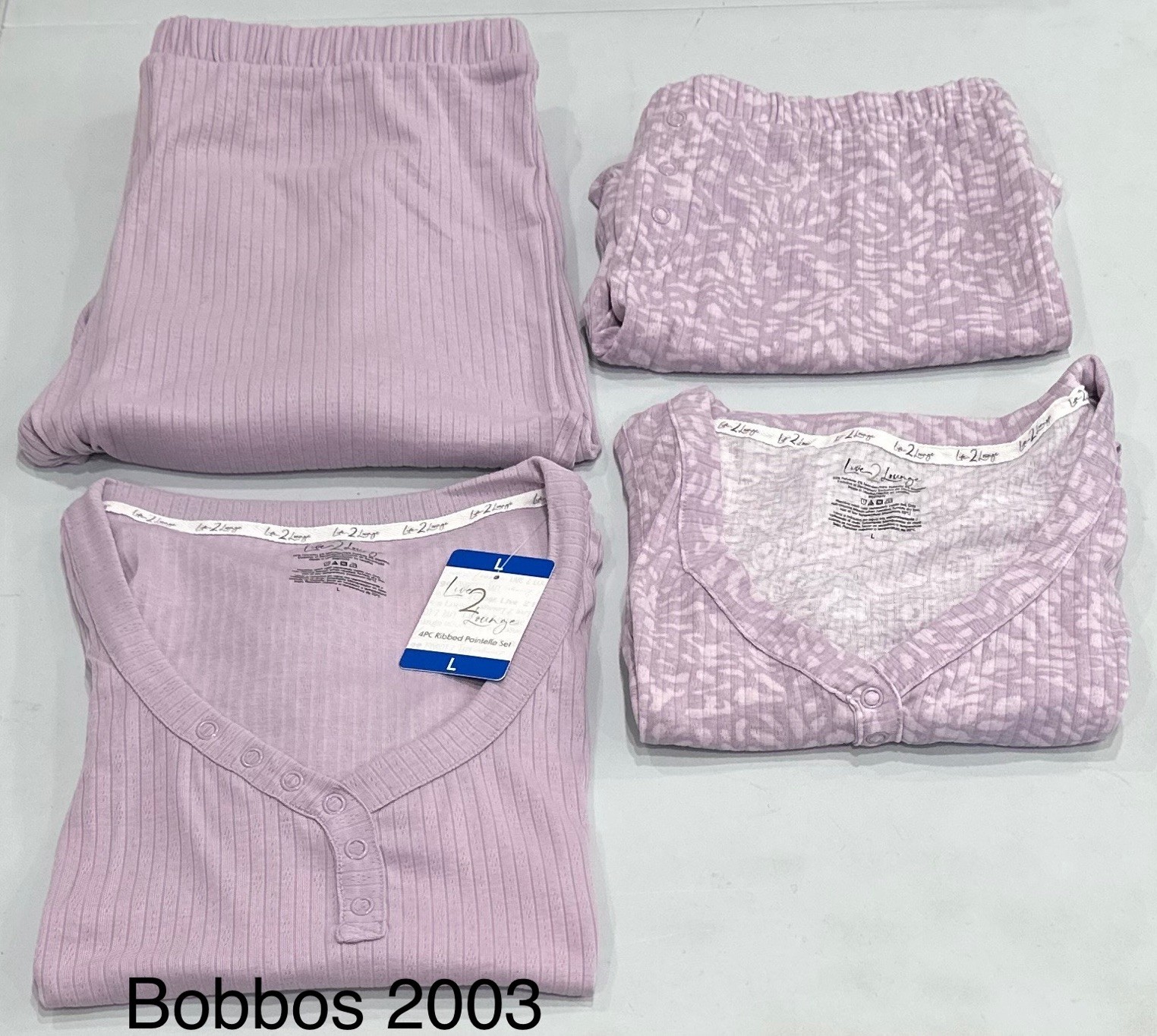 Live 2 Lounge Women’s 4-Piece Pointelle Lounge Set, Purple, Size L