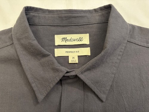 Camisa de manga larga perfecta de algodón arrugado Madewell para hombre, Thunder Cloud, mediana - Imagen 4 de 11