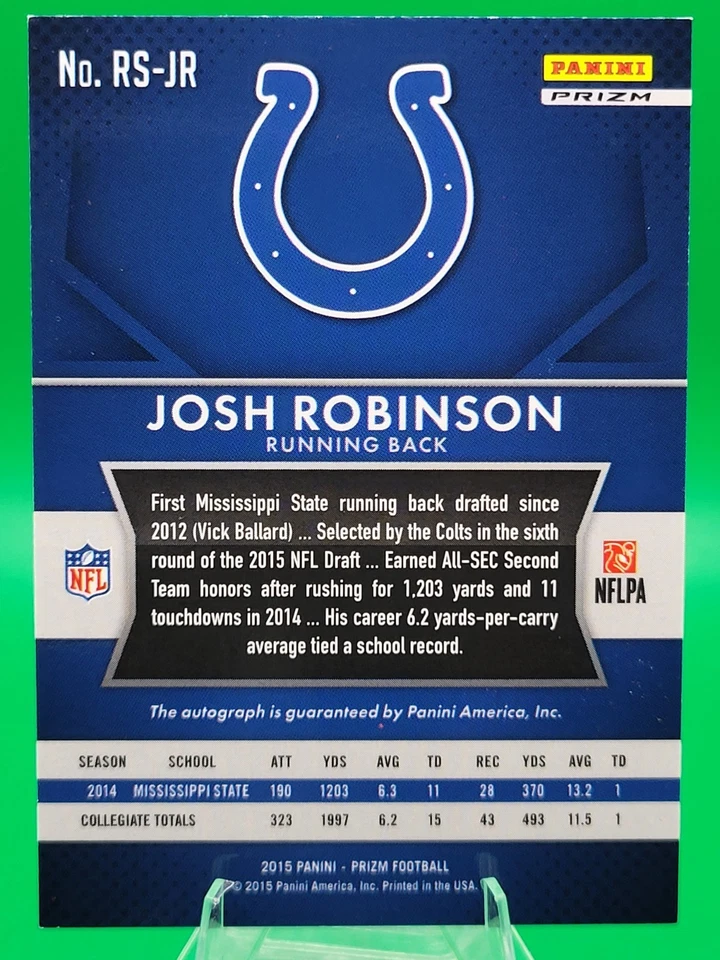2015 Panini Prizm Rookie Signatures Violet Prizm Josh Robinson #RS-JR Auto RC - Image 2 of 4
