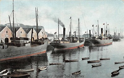 Postkarte Jersey - Hafen - Kartoffelboote - CICCA 1943