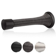 12 Pack Spring Door Stopper with Rubber Bumper Satin Nickel 3-1/8" Flexible Spri