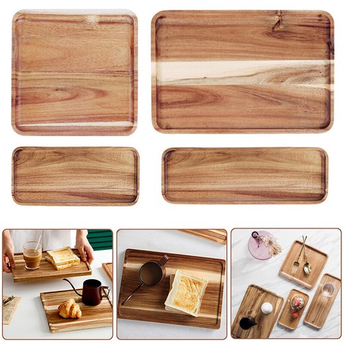 Square Wooden Tea Cup Plate Snacks Storage Tray Table Serving Pallet Tableware - Picture 2 of 27