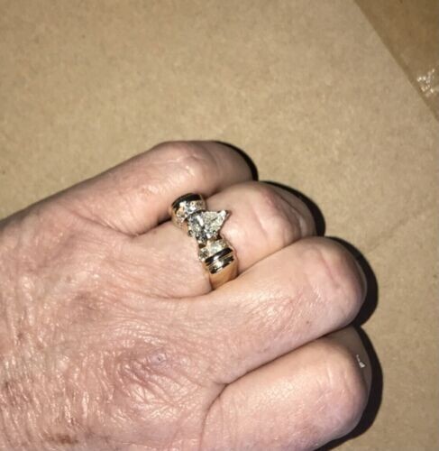 3CT Pear Shape Diamond Lab Created Men's Engagement Ring 14K Yellow Gold Finish - Picture 6 of 7