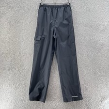Columbia Nylon Pant Boy Medium Black Waterproof Lightweight Hiking Rain Packable