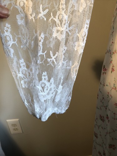 Vintage 70s Gunne Sax Style Ditsy Floral Lace Prairie Maxi Dress ILGWU S/M 11/12 - Picture 7 of 16
