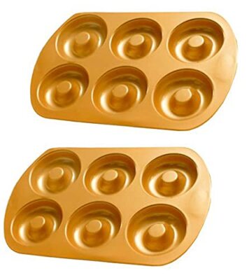 Copper Infused Non-Stick 6-Cavity Donut Baking Pans 2-Count