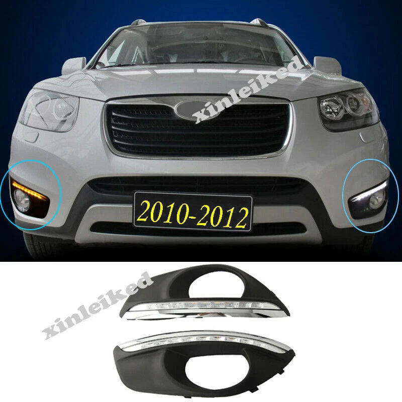 Fit For Hyundai Santa Fe 2010 2012 Front Bumper Fog Lights Daytime