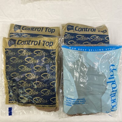 silkies control top pantyhose vintage nude size small new