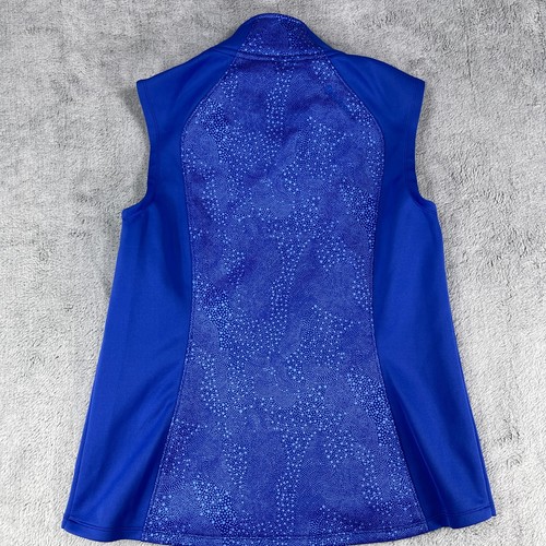 Sunice Vest Women's Medium Blue Printed Fleece Lined Pockets Mock Neck Full Zip - Picture 2 of 10