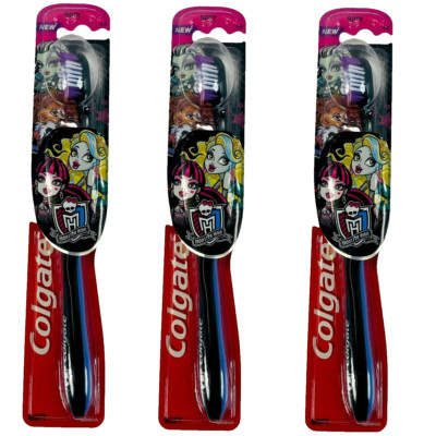 Colgate Monster's High Girl's Soft Bristle Toothbrush | Black Purple | 3 Pack