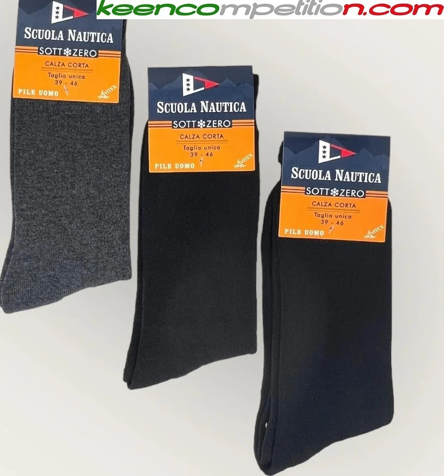 SCUOLA NAUTICA ITALIANA SCUOLA NAUTICA 3 PAIA CALZE UOMO CORTE PILE CALZINI INVERNALI TG 39/46 ASSORTITI