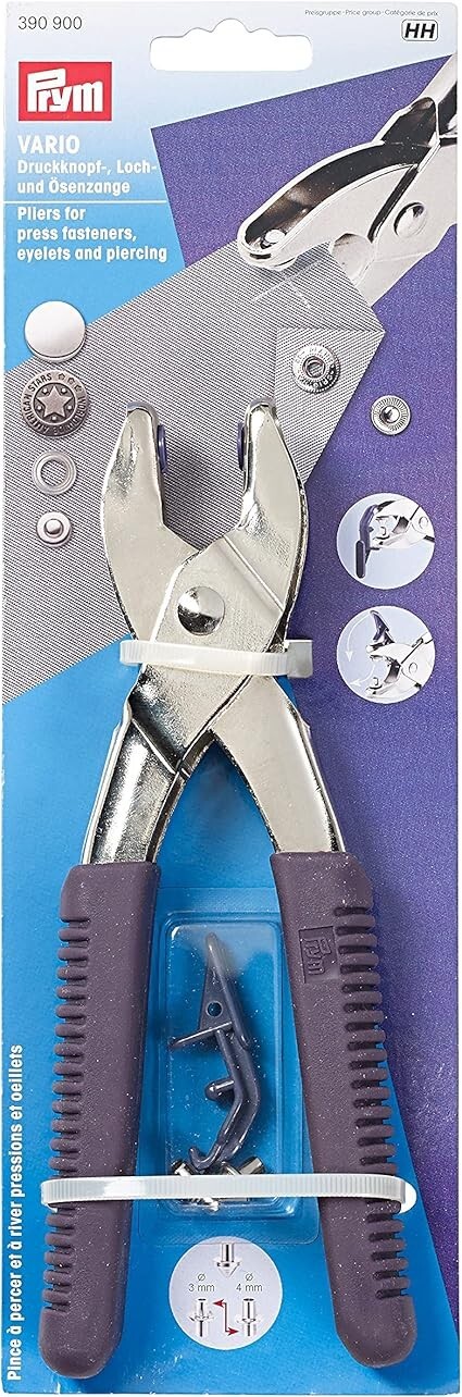 Pince vario 20 x 7 cm pour percer et river les boutons pressions et oeillets en acier forgé