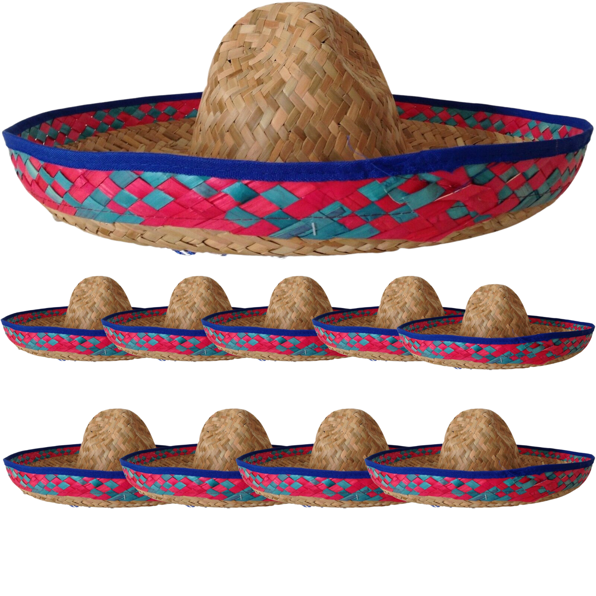 10x Mexican SOMBRERO Fancy Dress Straw Party Costume Hat Cap