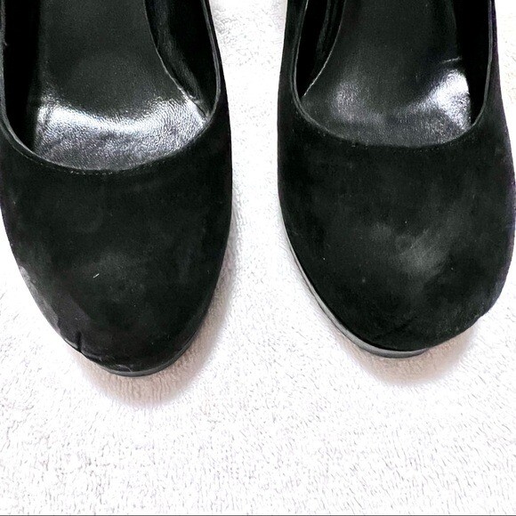 YVES SAINT LAURENT pompa donna nera scamosciata tribtoo 80 plateau misura:8 5