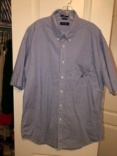 NAUTICA MENS BLUE/WHITE GINGHAM CHECKED SHORT SLEEVE BUTTON COTTON SHIRT SIZE XL
