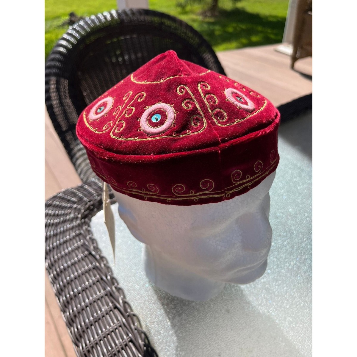 Vintage 1980 Maroon Russian Skull Cap Hat Original NWT Made At The