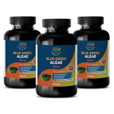 allergy relief - Organic BLUE GREEN ALGAE 500mg - blood sugar supplements -3 Bot