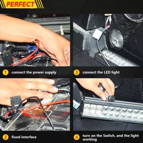 42" Tri-Row LED Light Bar + 4" Pods + Wire Combo Kit for JEEP Wrangler JK Truck - Foto 24 di 24