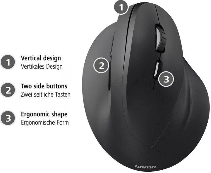 EMC-500 Vertical Optical 6-Button Wireless Mouse, Black - HAMA - Image 3 of 4