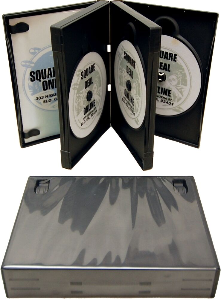 (10) AlphaPak Dark Gray Quad Chubby 4 Disc Capacity DVD Boxes Ca