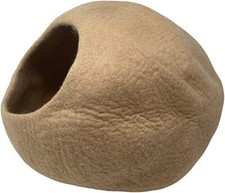 iPrimio 100 Natural Wool Cat Cave, Sandy Peach - Cat Bed, Play Area, Hide Spot