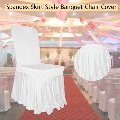 Chair Cover Spandex White Ruffled Skirt Pleated Slipcover Wedding Banquet Decor Ebay