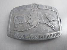 Alaska Statehood Silver Anniversary Belt Buckle Pewter Serial  0464 Eldon Worn