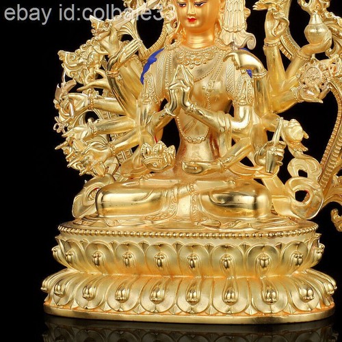 26cm 10" Tibet buddhism Brass gilding Maha Cundi Bodhisattva Dorje Tsundi statue - Picture 5 of 8