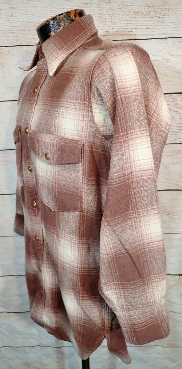Vintage Woolrich Woolen Mills Wool Flannel Plaid Field Shirt M Tapered Fit USA