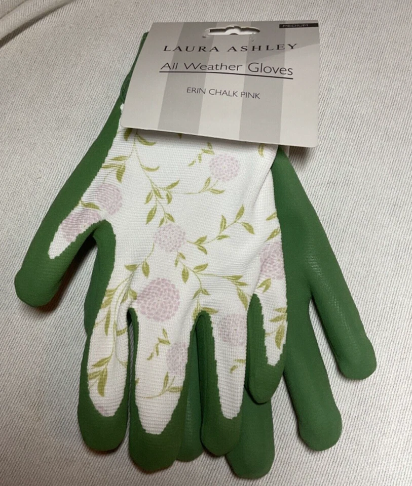 Guantes Laura Ashley Todo Clima Jardín ERIN TIZA ROSA VERDE TALLA MEDIANA NUEVO EN PAQUETE Foto 2 de 3