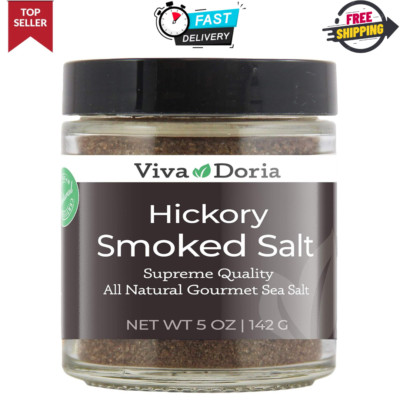 Viva Doria Hickory Smoked Sea Salt (Fine Grain) Hickorywood Salt - 5 Oz Jar