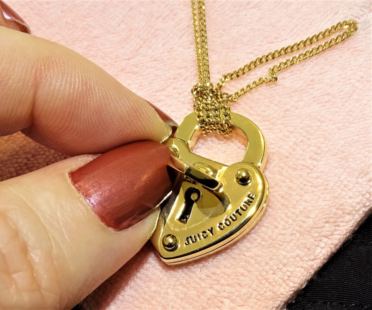 Vintage Juicy Couture Dual Strand Gold Plated Heart Padlock