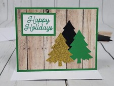 Merry Christmas Greeting Card Kit 3 Lot of 4, Handmade, Happy Holidays, Rustic