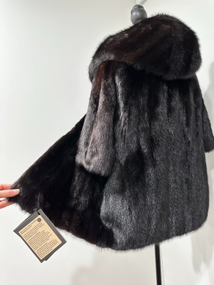 Womens Real 100% MINK FUR COAT 1201078 size S Hooded