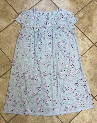 NWOT WOMEN'S AQUA BLUE FLORAL PRINT NIGHTGOWN BY CROFT & BARROW SIZE LARGE