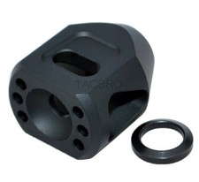 Black Anodized Aluminum 1/2x28 Thread Pitch Mini Tanker Muzzle Brake for 223