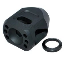 Black Anodized Aluminum 1/2x28 Thread Pitch Mini Tanker Muzzle Brake for 223