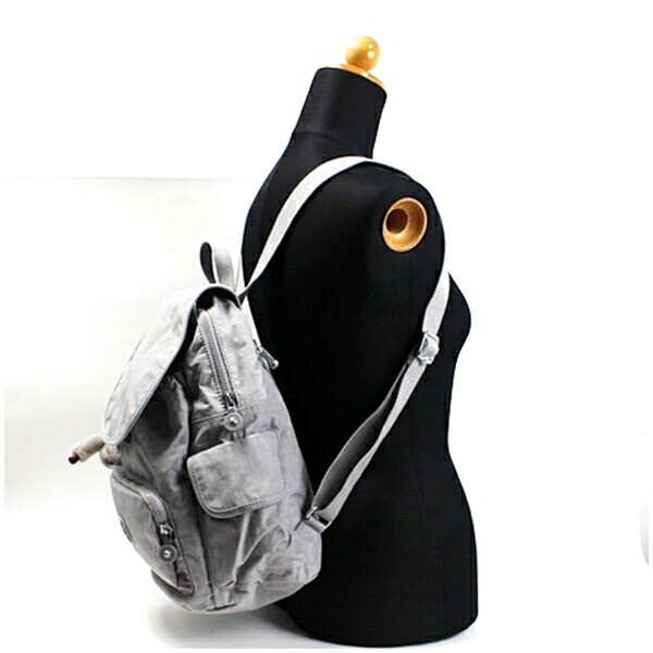 Authentic Kipling Rucksack Nylon Light Gray Used … - image 3