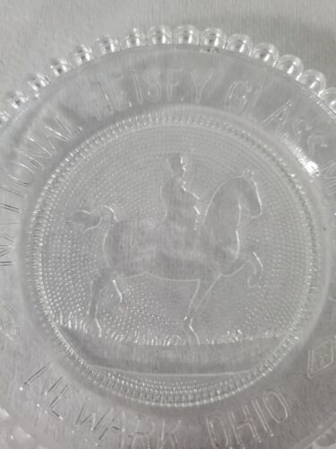 Vintage Pairpoint Clear Heisey Museum Glass - Embossed Horse & Rider - FREE SHIP - Picture 2 of 3