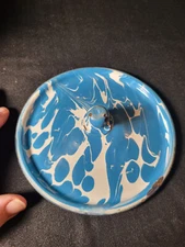 Antique Granite-ware, Blue and White Swirl, Lid